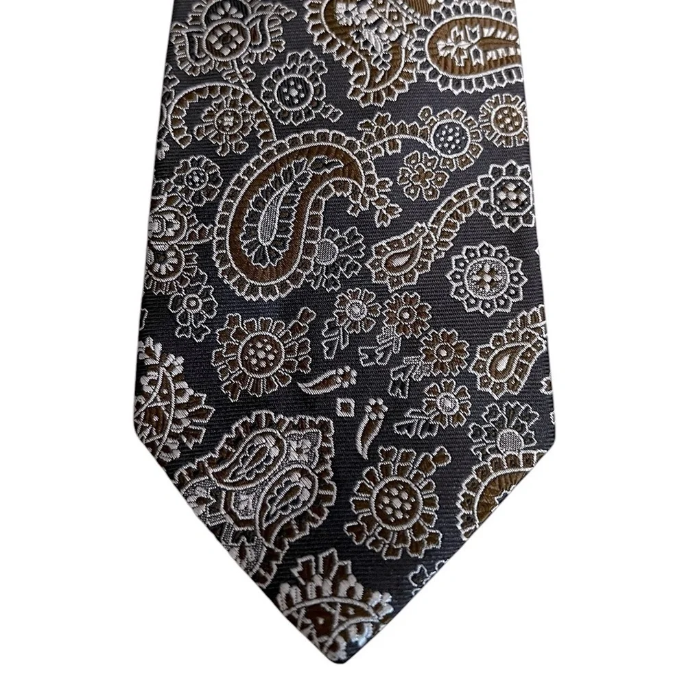 NWT Brooks Brothers Makers & Merchants NAVY BLUE & brown paisley silk tie